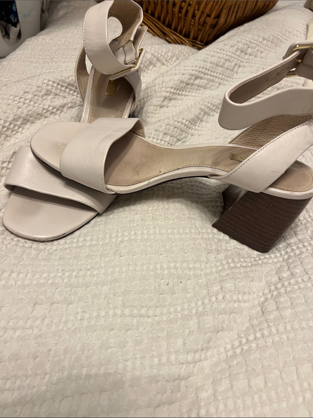 Louise et Cie white Ankle-Strap Block Heel Sandals